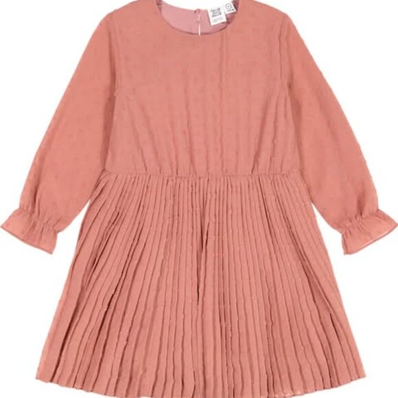 Deux par Deux Chiffon Swiss Dot Heart Dress with Pleated Skirt - Big Girls size - Picture 1 of 3